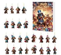 Calendrier de l'Avent 2025-24 jours avec chapeau de Père Noël, mini décoration d'arbre de Noël et pendentif chien, cadeau idéal pour les enfants et les amateurs de chiens
