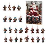 Calendrier de l'Avent 2025-24 jours avec chapeau de Père Noël, mini décoration d'arbre de Noël et pendentif chien, cadeau idéal pour les enfants et les amateurs de chiens