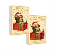 Calendrier de l'Avent 2025, 24 jours avec jolis ornements à suspendre en forme de carlin, cadeau pour les amateurs de chiens, compte à rebours amusant jusqu'à la décoration de sapin de Noël (orange x