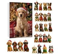 Calendrier de l'Avent 2025-24 jours avec pendentif chien - 2D en acrylique avec jolis chiens, décorations d'arbre de Noël, calendrier compte à rebours pour les amoureux et les familles des chiens, 24