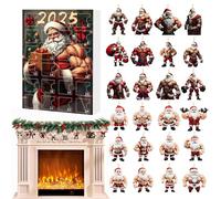 Calendrier De L'Avent 2025-24 Jours De Bodybuilder Acrylique Santa, Ornement 2d Amusant, Cadeau De Vacances Festif, Décoration Saisonnière Mignonne | Compte À Rebours De Noël Pour Les Jeunes