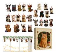 Calendrier de l'Avent 2025, 24 jours de Noël 2D en acrylique avec motif chat 2D, décoration d'intérieur pour enfants, collectionneurs, amoureux des animaux, décoration d'intérieur, voiture, fête