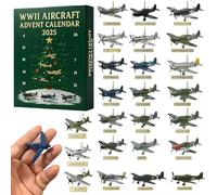 Calendrier de l'Avent 2025, 24 jours en 3D de la Seconde Guerre mondiale, décorations de Noël, calendrier de compte à rebours de 24 mini Warbirds avec avions de combat, pour collectionneurs et