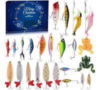 Calendrier de l'Avent 2025, 24 jours - Ensemble de leurres de pêche - Calendrier de l'Avent de Noël - Compte à rebours pour les amateurs de pêche (lot A)