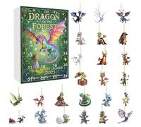 Calendrier de l'Avent 2025 24 jours le dragon dans la forêt, calendrier de l'Avent 2025 amusant avec dragon, calendrier de l'Avent 24 jours de vacances de Noël avec pendentifs dragons uniques pour