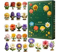 Calendrier de l'Avent 2025, 24 jours, petit pendentif floral, calendrier de compte à rebours, ornement plat en acrylique 2D pour femmes, garçons, filles, adolescents