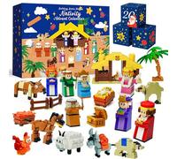 Calendrier de l'Avent 2025 - 24 jours pour enfants, compte à rebours de Noël avec figurines de crèche, jouets de construction de vacances pour garçons et filles à partir de 6 ans
