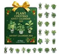 Calendrier de l'Avent 2025, 24 pendentifs en acrylique 2D pour les amoureux des plantes, compte à rebours réutilisable, décoration de Noël, vert