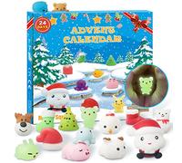 Calendrier de l'Avent 2025, 24 squishies Mochi, avec Père Noël lumineux pour garçons, filles et enfants, différentes surprises chaque jour, non toxique, mignon et charmant pour Noël