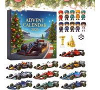 Calendrier de l'Avent 2025 - 24 véhicules miniatures, figurines de course 2D, décoration de Noël à collectionner, pour garçons, filles et adolescents
