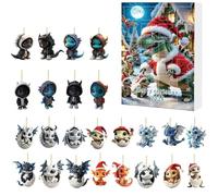 Calendrier de l'Avent 2025,2D Dragon Ornament Advent Calendars,Animal Pendants Advents Calendar For Christmas Tree Decoration, Holiday Home Decor