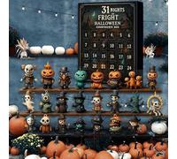 Calendrier de l'Avent 2025 31 Nights of Fright pour Halloween - Coffret cadeau avec poupées effrayantes - Figurines d'horreur à suspendre et mini décoration