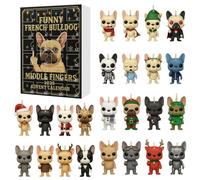 Calendrier de l'Avent 2025 amusant avec doigt d'honneur - 24 jours - Compte à rebours jusqu'à Noël - Pour les amoureux des chiens (kaki)