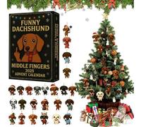 Calendrier de l'Avent 2025 amusant avec doigt d'honneur - Calendrier de l'Avent avec 24 pendentifs bouledogue français - Compte à rebours jusqu'à Noël - 24 pendentifs pour les amoureux des chiens