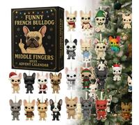 Calendrier de l'Avent 2025 amusant avec majeur - Bouledogue français - 24 jours de compte à rebours hilarant festif - 24 jours de compte à rebours jusqu'à Noël - Cadeau idéal pour les amoureux des