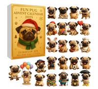 Calendrier de l'Avent 2025 amusant en acrylique avec 24 surprises, cadeau pour les amateurs de carlin et les mamans de carlin