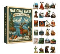 Calendrier de l'Avent 2025 au parc national - Compte à rebours en acrylique avec pendentifs en forme d'animaux, pour les amoureux de la nature et les fêtes de fin d'année
