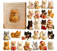 Calendrier de l'Avent 2025 au pays des merveilles de Poméranie - 24 jours - Compte à rebours de Noël avec de jolies figurines de Poméranie - Décoration pour les amoureux des chiens - Boîtes surprise