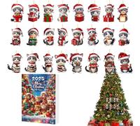 Calendrier de l'Avent 2025 avec 24 décorations en acrylique 2D en forme de chat - Décoration festive - Décoration de Noël pour filles, hommes et adultes