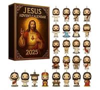 Calendrier de l'Avent 2025 avec 24 figurines de Jésus, crèche religieuse chrétienne, calendrier biblique, pour croyants, amis et familles