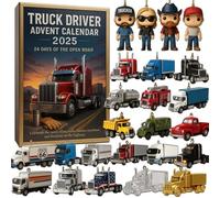 Calendrier de l'Avent 2025 avec 24 jours de route ouverte avec figurines assorties de camions et de camionneurs, célébrez les longs trajets, les machines chromées et la liberté de l'autoroute