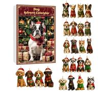 Calendrier de l'Avent 2025 avec 24 jours en acrylique 2D, décorations à suspendre pour sapin de Noël, pour les amoureux et les collectionneurs de chiens (B)