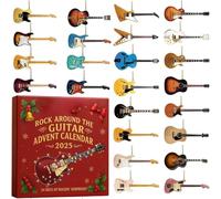 Calendrier de l'Avent 2025 avec 24 mini décorations de guitare, 24 jours de Noël, collection Rock and Roll, avec 24 mini décorations de guitare, cadeaux souvenirs pour amateurs d'instruments de