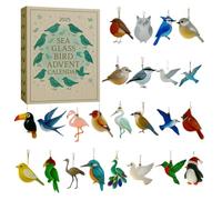Calendrier de l'Avent 2025 avec 24 oiseaux en marine - Pendentifs en acrylique 2D pour arbre, fenêtre et miroir - Décoration de Noël élégante et moderne