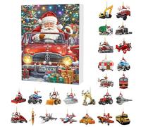 Calendrier de l'Avent 2025 avec 24 voitures, trains, avions, etc. Calendrier de l'Avent de Noël avec 24 transports à collectionner (blanc, 28 x 17,5 x 4 cm)