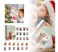 Calendrier de l'Avent 2025 avec bonhomme de neige et vache 2D Home (blanc, 26 x 18 cm)