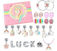 Calendrier de l'Avent 2025 avec bracelets, colliers, bracelets, kit de fabrication de bijoux, colliers et bracelets, cadeau de Noël pour fille, petite amie, petite-fille, épouse, amie (rose)