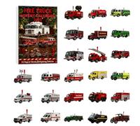Calendrier de l'Avent 2025 avec camion de pompiers, calendrier de Noël de 24 jours avec camions de pompiers classiques et modernes, ensemble de décorations sur le thème des pompiers pour décoration