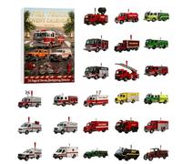 Calendrier de l'Avent 2025 avec camion de pompiers, calendrier de Noël de 24 jours avec camions de pompiers classiques et modernes, ensemble de décorations sur le thème des pompiers pour décoration