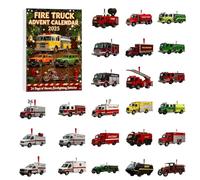 Calendrier de l'Avent 2025 avec camion de pompiers, calendrier de Noël de 24 jours avec camions de pompiers classiques et modernes, ensemble de décorations sur le thème des pompiers pour décoration