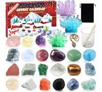 Calendrier de l'Avent 2025 avec Cristaux Naturels, 24 Pierres Précieuses Minéraux pour Enfant Fille Garçon, Cadeau de Noël Lithothérapie pour Femme Homme Noël pour Ado Fille