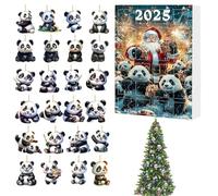 Calendrier de l'Avent 2025 avec motif panda 2D - Pendentifs pour jardin, cheminée, poignée de porte, sac à dos, salle de classe, vacances