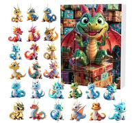 Calendrier de l'Avent 2025 avec pendentif dragon 2D pour enfants et adultes, peut également servir de décoration de sapin de Noël, décoration de Noël pour collectionneurs (dragon H)