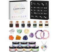 Calendrier de l'Avent 2025 Bougies de Chakra avec Cristal Pierres, Coffret Bougies Parfumées Cadeau pour Femmes la méditation,Bougies Parfumées de Spirituelle pour le Yoga