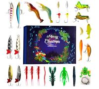 Calendrier de l'Avent 2025, calendrier de l'Avent 2025, 24 jours avec leurres de pêche, compte à rebours de Noël, cadeau de pêche pour grand-père, petit ami, frère, amateurs de pêche