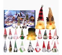 Calendrier de l'Avent 2025, calendrier de Noël 24 jours avec 24 nains, figurines de Noël à collectionner, décoration d'intérieur, cadeau de Noël (lot J 24 jours (21 + 3 LED))