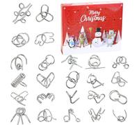 Calendrier de l'Avent 2025 - Calendrier de Noël - 24 pièces - Puzzle en métal - Jeu de puzzle 3D Brainteaser IQ - Jeu de puzzle en métal pour enfants - Cadeau de Noël