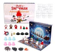 Calendrier de l'Avent 2025, calendrier de Noël à construire un bonhomme de neige, 24 jours de surprises avec argile à modeler à faire soi-même, cadeau pour enfants et tout-petits