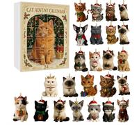 Calendrier de l'Avent 2025, calendrier de Noël de 24 jours avec 24 chatons de dessin animé, ornements mignons pour sapin de Noël, compte à rebours des vacances pour chats, femmes et collectionneurs (B