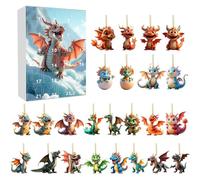 Calendrier de l'Avent 2025 - Calendrier de Noël de 24 jours avec pendentifs en forme de dragon mignon - Décoration de Noël en acrylique 2D - Cadeaux pour enfants (A)