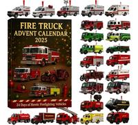 Calendrier de l'Avent 2025 : Camions de pompiers, 24 jours de Noël, Véhicules de pompiers classiques et modernes, avec 24 mini-décorations de Noël, Coffret de l'Avent