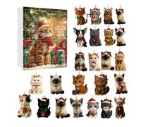 Calendrier de l'Avent 2025 Cat Christmas Countdown - Calendrier de vacances de 24 jours, joli cadeau en acrylique pour enfants, adolescents, adultes, familles ureau et décoration D