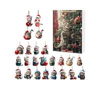 Calendrier de l'Avent 2025 - Compte à rebours avec figurines de chats miniatures en acrylique 2D pour | Décoration de Noël pour la maison, fête, cadeau, vacances, ambiance festive.