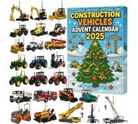 Calendrier de l'Avent 2025, compte à rebours de Noël 2025, 24 jours avec mini ornements de tracteur, collection vintage sur le thème de la ferme pour les agriculteurs et les amateurs (B)