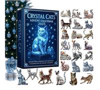 Calendrier de l'Avent 2025, compte à rebours de Noël 24 jours avec pendentifs en cristal acrylique 2D, figurines de chats comme décoration de table, pour les amoureux des chats