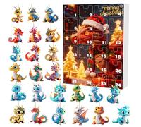 Calendrier de l'Avent 2025, compte à rebours surprise festif sur 24 jours avec pendentifs en forme de dragon 2D, idéal comme cadeau de fête pour garçons, filles, récompenses en classe et cadeaux de